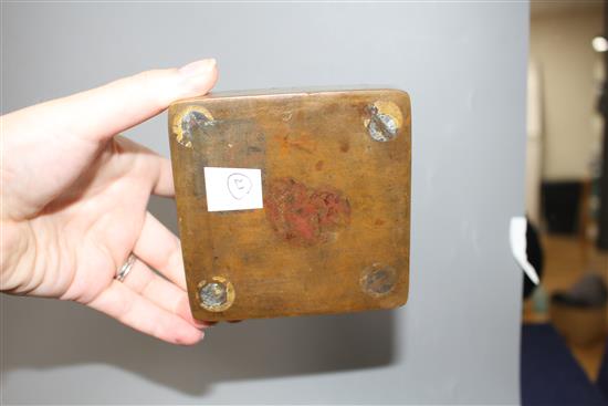 A Chinese paktong ink box, early 20th century, W. 9.3cm